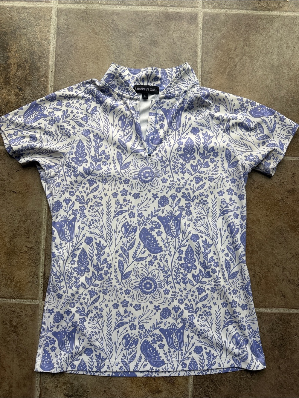 Swannies Golf Women's White & purple Floral Performance Polo